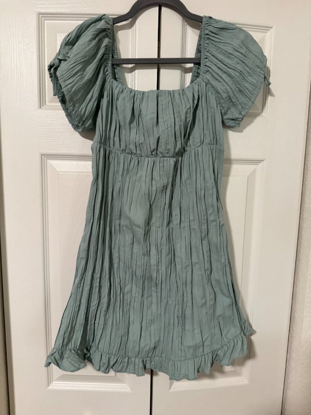 Urban Outfitters Sage Crepe Babydoll Dress with Bow - Picture 2 of 5